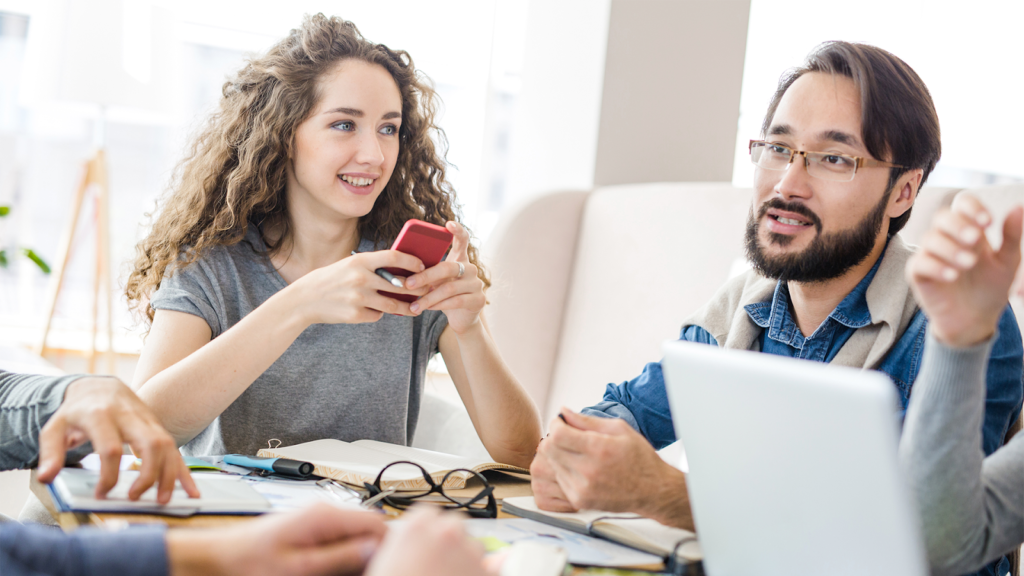 two people in a meeting